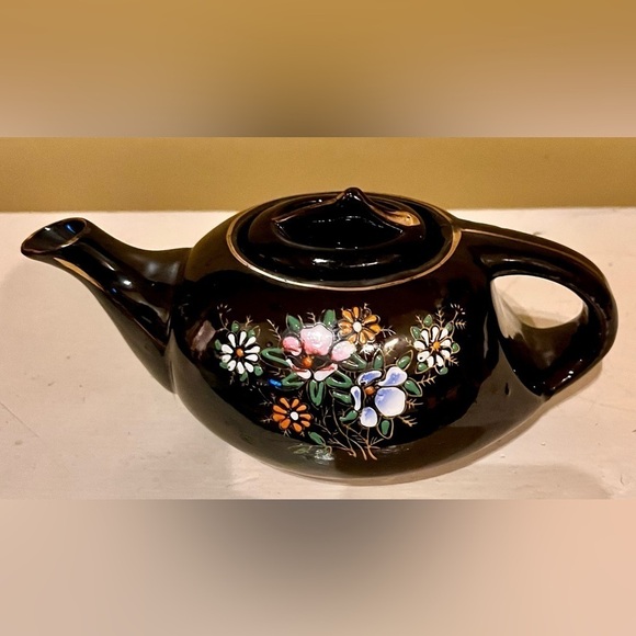 Made In Japan Unbranded Other - Small Red Ware Moriage Brown with floral decor and Gilding VTG Tea Pot Japan MCM
